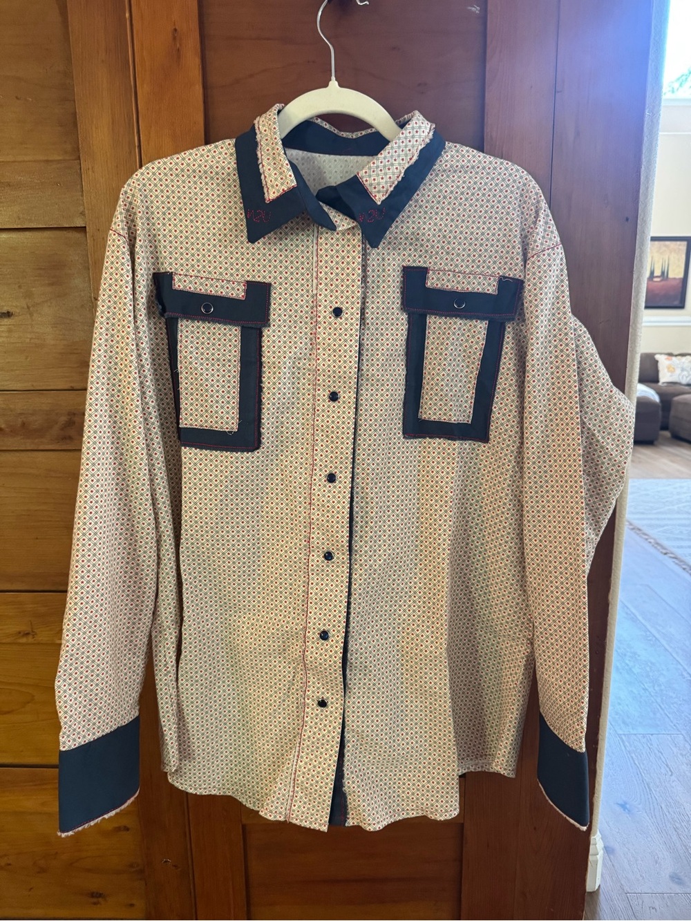 Vintage One-of-a-Kind Western Colorblock Geometric Button Down Shirt